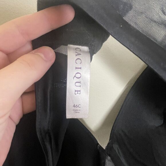 CACIQUE Women's Black Smooth Satin Lightly Lined Full Coverage Bra Sz 46C - Picture 5 of 6